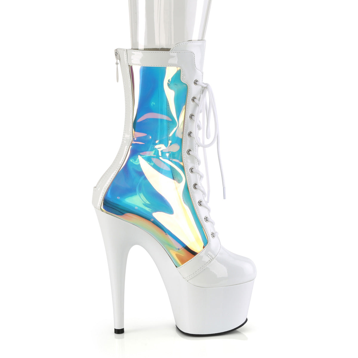 *7" Heel, 2 3/4" PF Lace-Up Front Anke Boot, Back Zip (Pleaser ADO1047/BPPT-HG/BP)