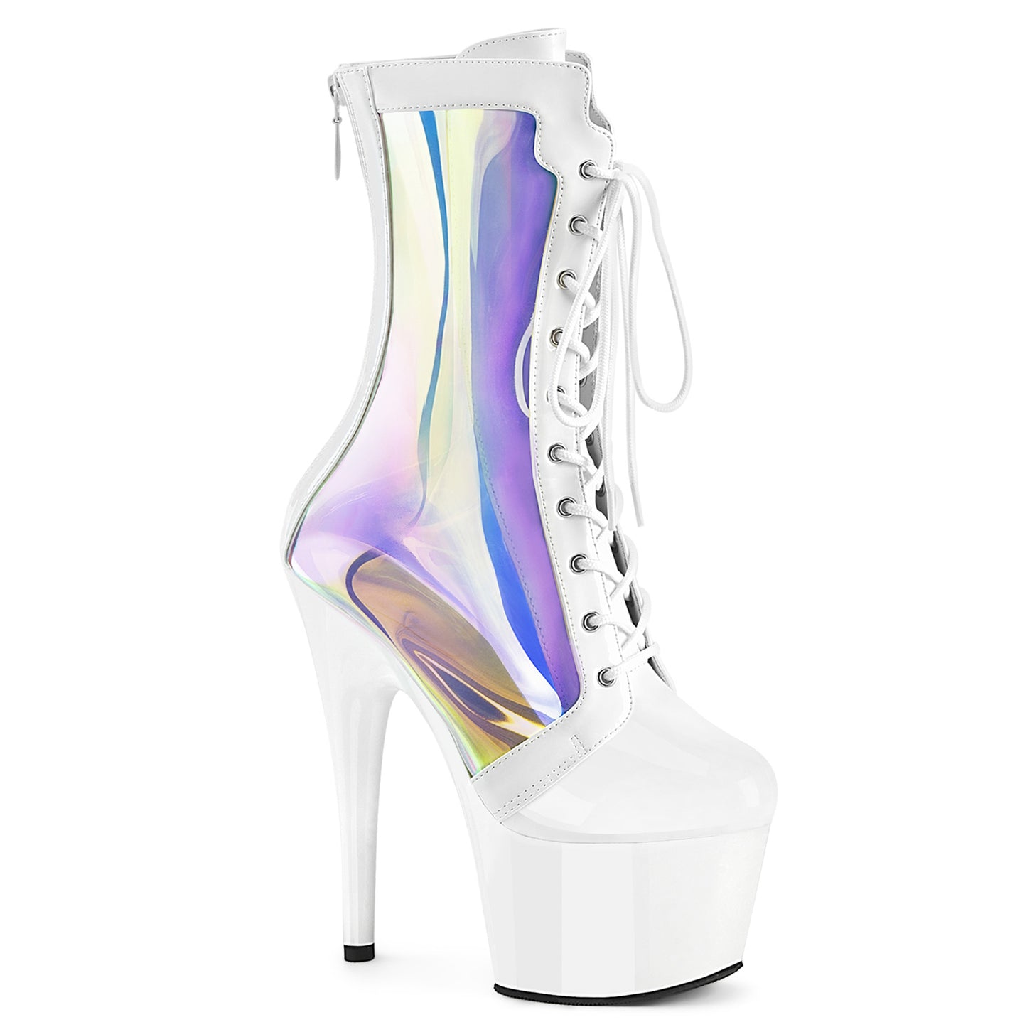 *7" Heel, 2 3/4" PF Lace-Up Front Anke Boot, Back Zip (Pleaser ADO1047/BPPT-HG/BP)