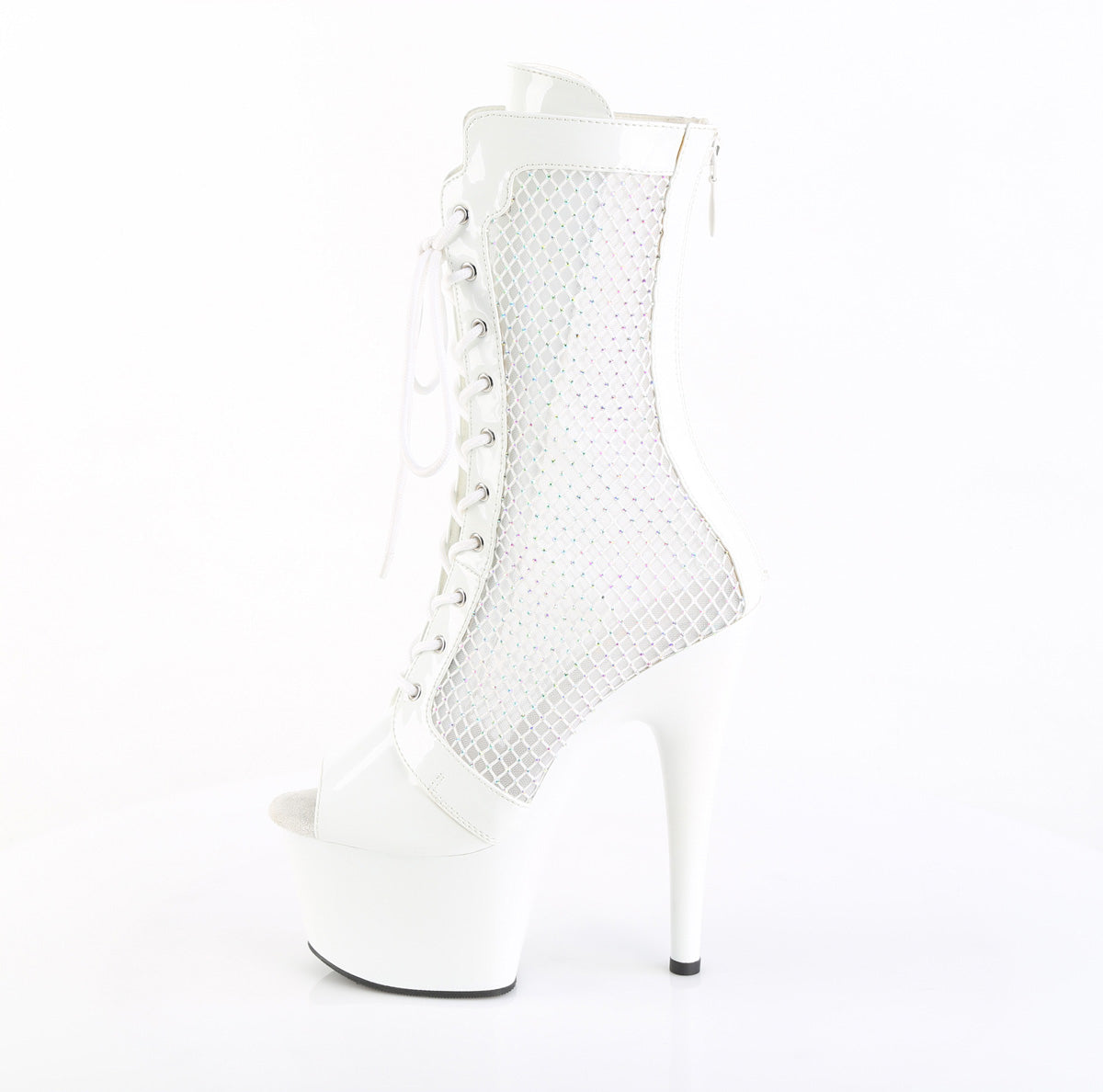 7" Heel, 2 3/4" PF Peep Toe Ankle Boot, Side Zip (Pleaser ADO1048RSNT/BP-RS/M)