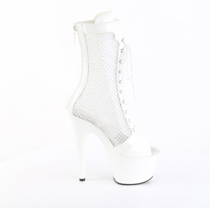 7" Heel, 2 3/4" PF Peep Toe Ankle Boot, Side Zip (Pleaser ADO1048RSNT/BP-RS/M)