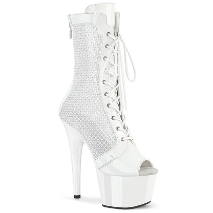 7" Heel, 2 3/4" PF Peep Toe Ankle Boot, Side Zip (Pleaser ADO1048RSNT/BP-RS/M)