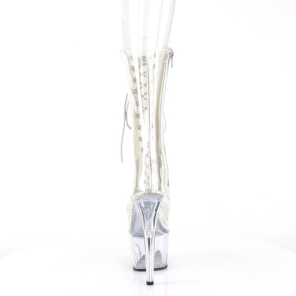 *7" Heel, 2 3/4" PF Lace-Up Front Mid Calf Boot, Side Zip (Pleaser ADO1050C/C/M)