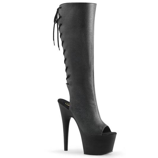7" Heel, 2 3/4" PF Open Toe/Heel Knee BT, Side Zip (Pleaser ADO2018/BPU/M)