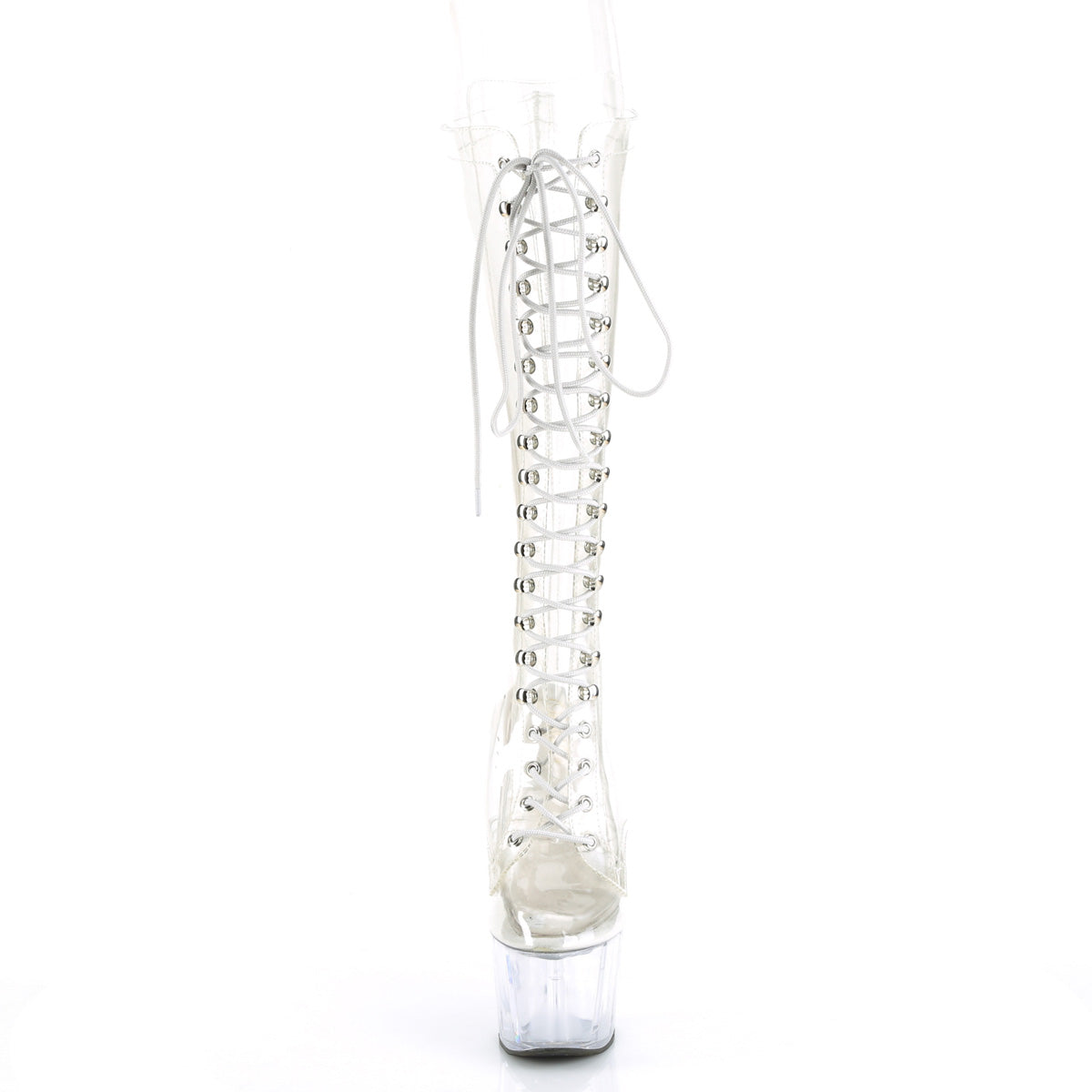 *7" Heel, 2 3/4" PF Lace-Up Knee Boot (Pleaser ADO2020C/C/M)