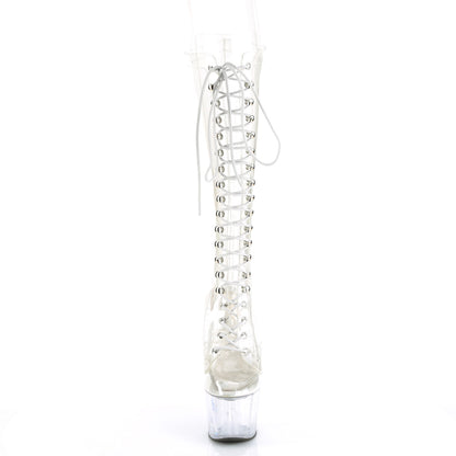 *7" Heel, 2 3/4" PF Lace-Up Knee Boot (Pleaser ADO2020C/C/M)