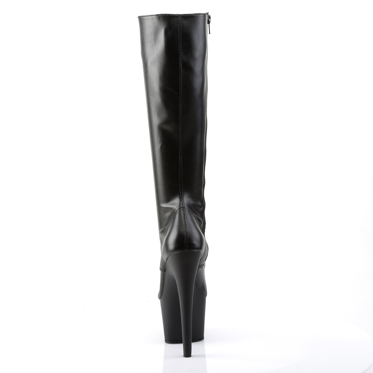 7" Heel, 2 3/4" PF Lace-Up Stretch PF Knee Boot, Side Zip (Pleaser ADO2023/B/M)