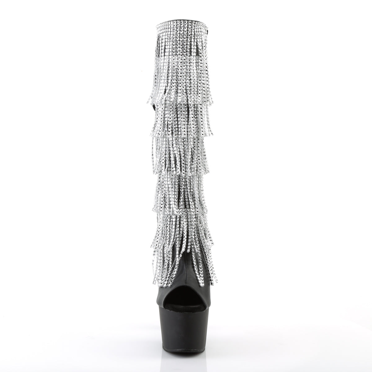 7" Heel, 2 3/4" PF Lace-Up Stretch PF Knee Boot, Side Zip (Pleaser ADO2024RSF/BPU/M)