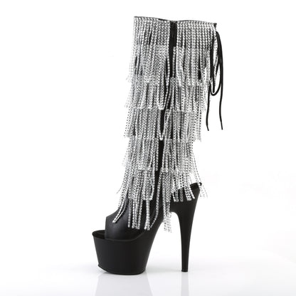 7" Heel, 2 3/4" PF Lace-Up Stretch PF Knee Boot, Side Zip (Pleaser ADO2024RSF/BPU/M)