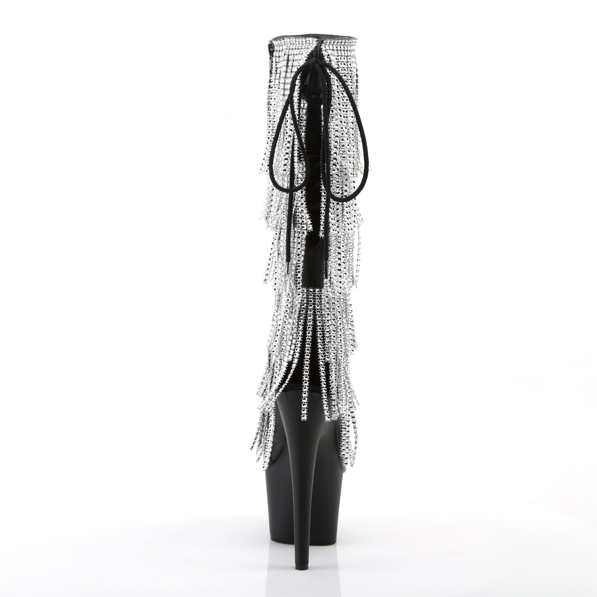 7" Heel, 2 3/4" PF Lace-Up Stretch PF Knee Boot, Side Zip (Pleaser ADO2024RSF/BPU/M)