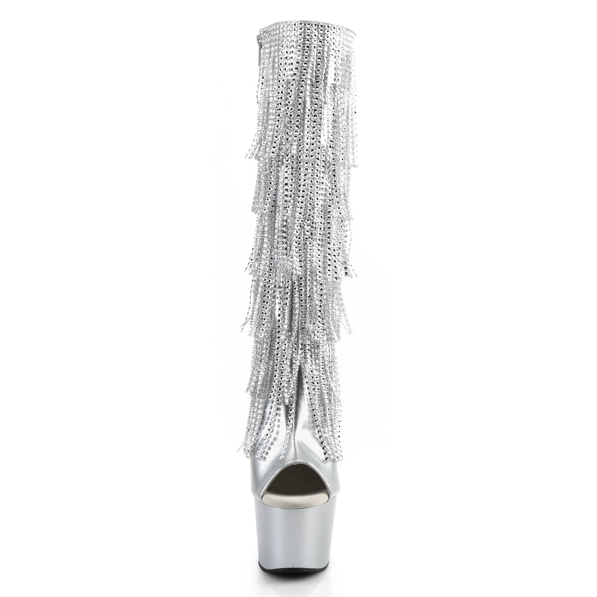 7" Heel, 2 3/4" PF Lace-Up Stretch PF Knee Boot, Side Zip (Pleaser ADO2024RSF/BPU/M)