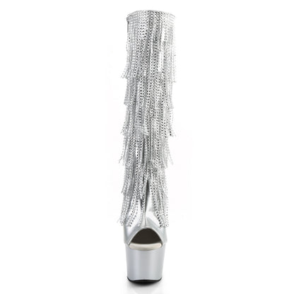 7" Heel, 2 3/4" PF Lace-Up Stretch PF Knee Boot, Side Zip (Pleaser ADO2024RSF/BPU/M)
