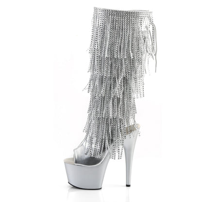 7" Heel, 2 3/4" PF Lace-Up Stretch PF Knee Boot, Side Zip (Pleaser ADO2024RSF/BPU/M)