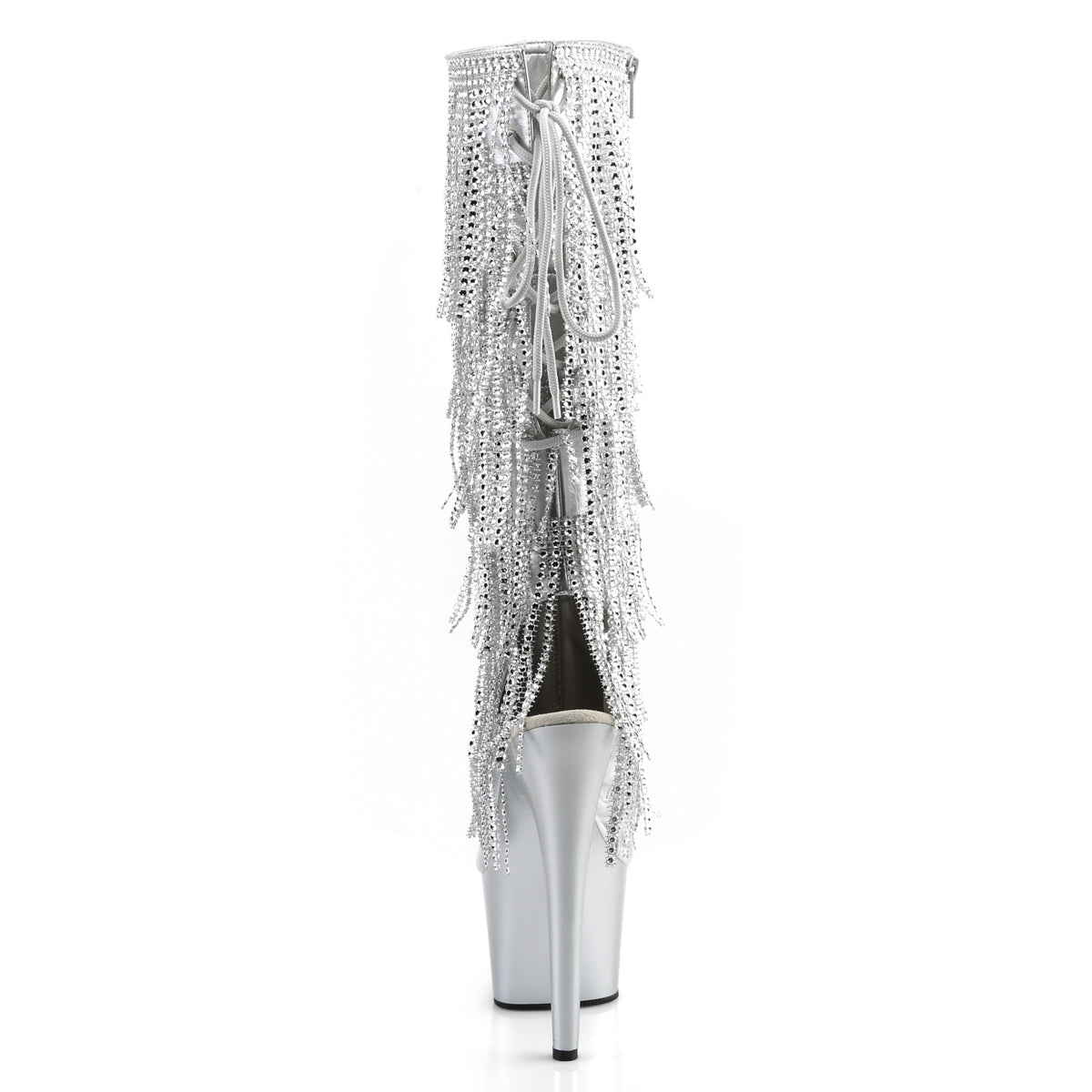 7" Heel, 2 3/4" PF Lace-Up Stretch PF Knee Boot, Side Zip (Pleaser ADO2024RSF/BPU/M)