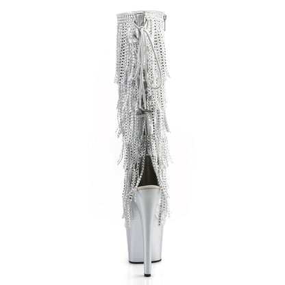 7" Heel, 2 3/4" PF Lace-Up Stretch PF Knee Boot, Side Zip (Pleaser ADO2024RSF/BPU/M)