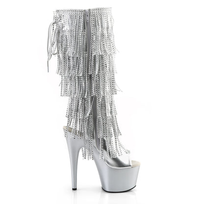 7" Heel, 2 3/4" PF Lace-Up Stretch PF Knee Boot, Side Zip (Pleaser ADO2024RSF/BPU/M)