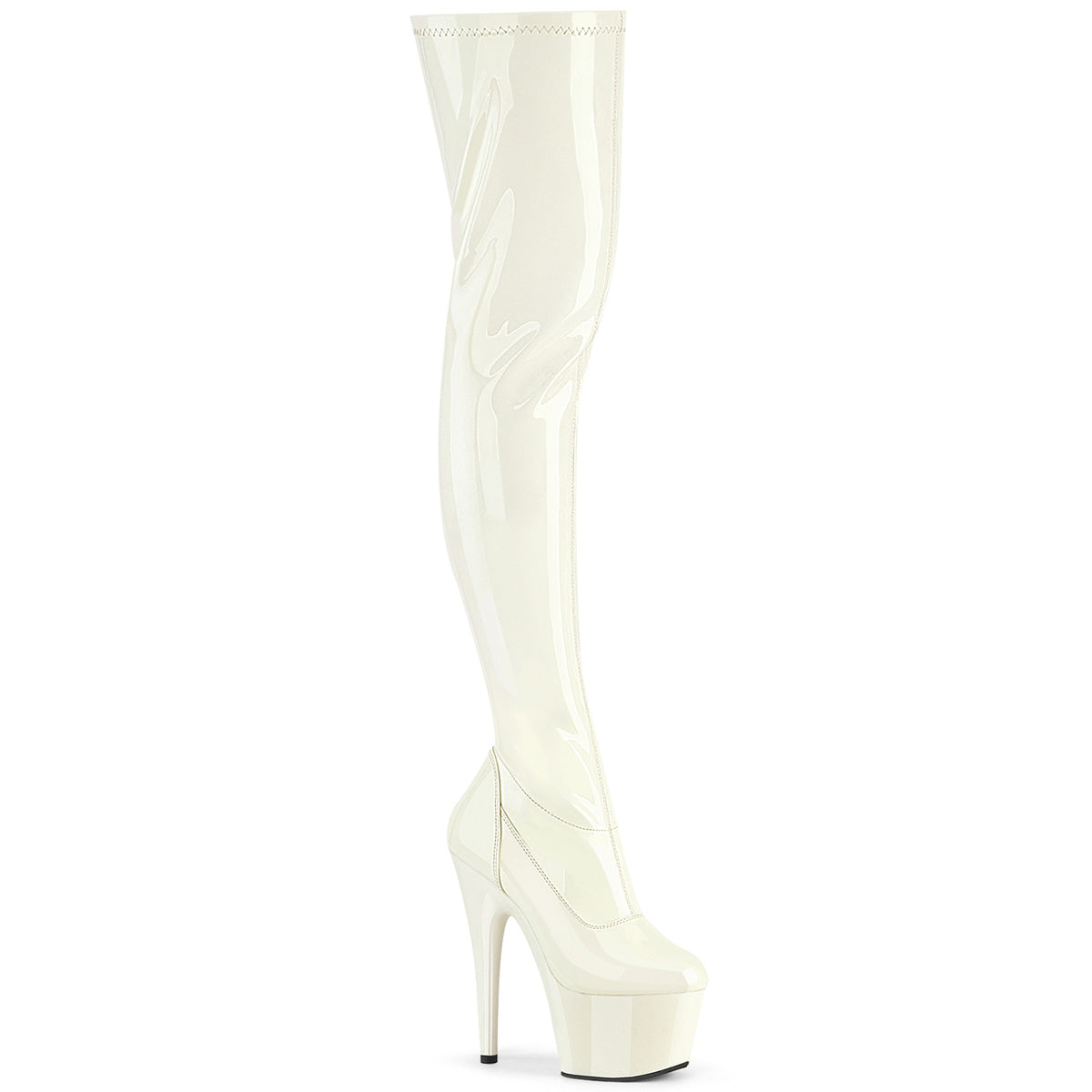 7" Heel, 2 3/4" PF Stretch Thigh Boot, Side Zip (Pleaser ADO3000/B/M)