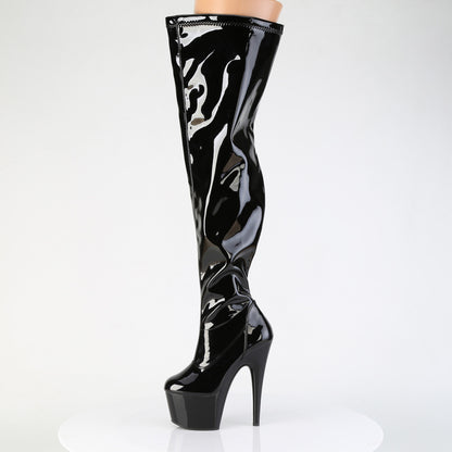 7" Heel, 2 3/4" PF Wide Calf Stretch Thigh Boot, Side Zip (Pleaser ADO3000WCF/B/M)