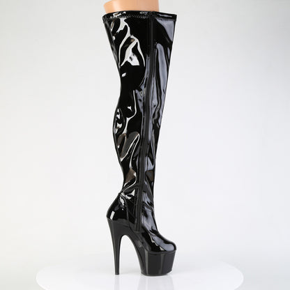 7" Heel, 2 3/4" PF Wide Calf Stretch Thigh Boot, Side Zip (Pleaser ADO3000WCF/B/M)