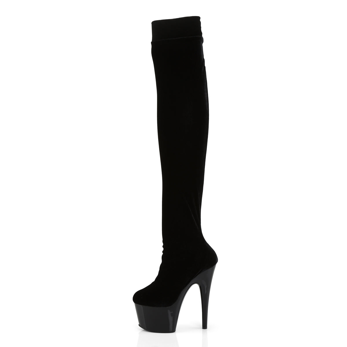 7" Heel, 2 3/4" PF Stretch Thigh Boot, Side Zip (Pleaser ADO3002/B/VEL)
