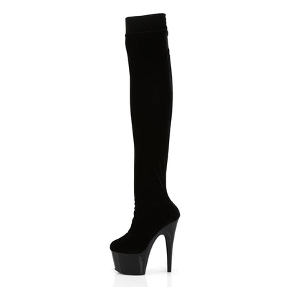 7" Heel, 2 3/4" PF Stretch Thigh Boot, Side Zip (Pleaser ADO3002/B/VEL)