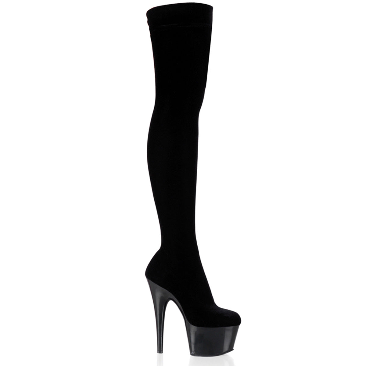 7" Heel, 2 3/4" PF Stretch Thigh Boot, Side Zip (Pleaser ADO3002/B/VEL)