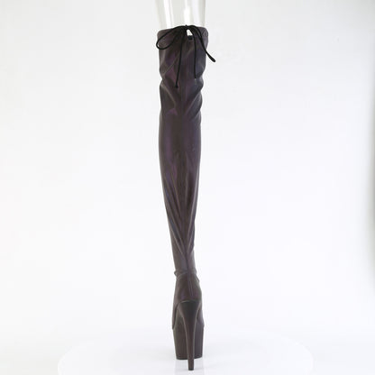 7" Heel, 2 3/4" PF Stretch Pull-On Thigh High Boot (Pleaser ADO3008REFL/GRN-PP)