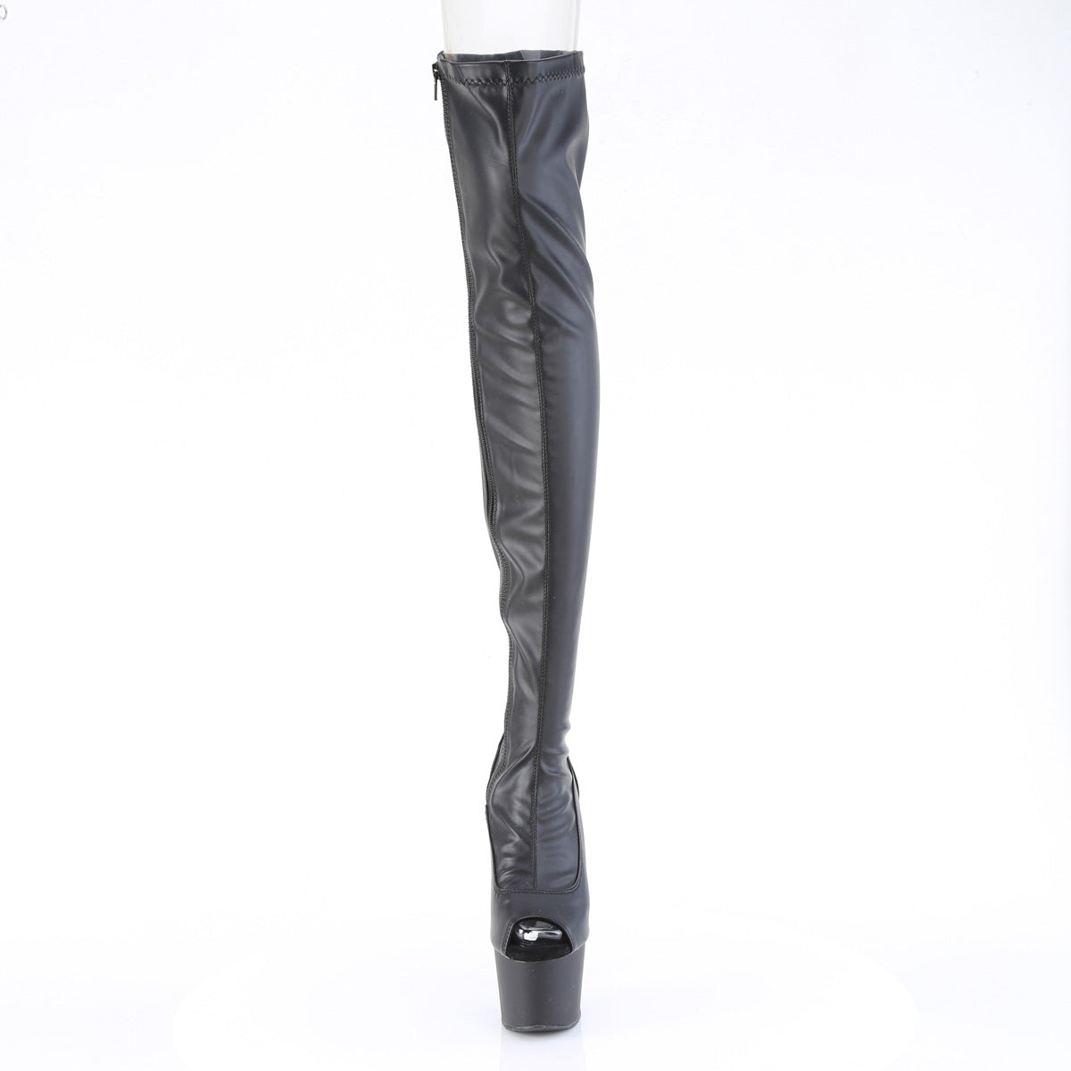 7" Heel, 2 3/4" PF Peep Toe Thigh High Boot, Side Zip (Pleaser ADO3011/B/M)