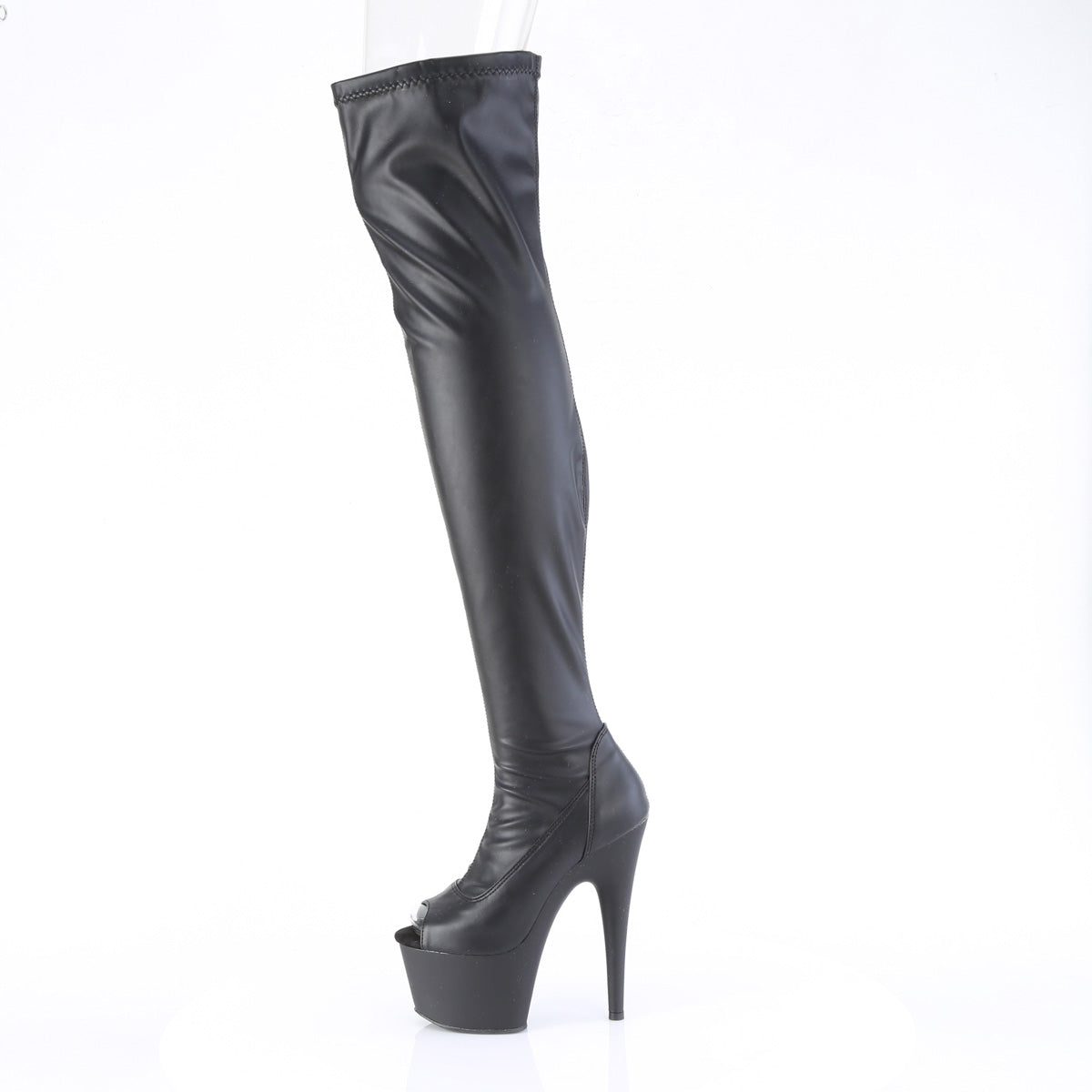 7" Heel, 2 3/4" PF Peep Toe Thigh High Boot, Side Zip (Pleaser ADO3011/B/M)