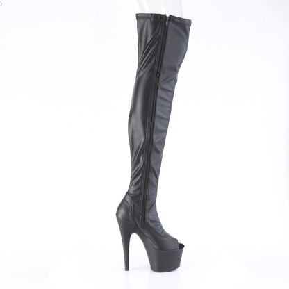 7" Heel, 2 3/4" PF Peep Toe Thigh High Boot, Side Zip (Pleaser ADO3011/B/M)