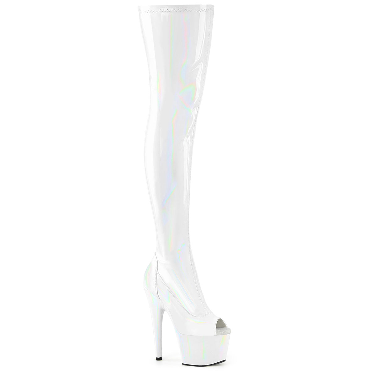 7" Heel, 2 3/4" PF Peep Toe Thigh High Boot, Side Zip (Pleaser ADO3011HWR/BHG/M)