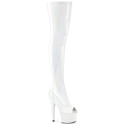7" Heel, 2 3/4" PF Peep Toe Thigh High Boot, Side Zip (Pleaser ADO3011HWR/BHG/M)