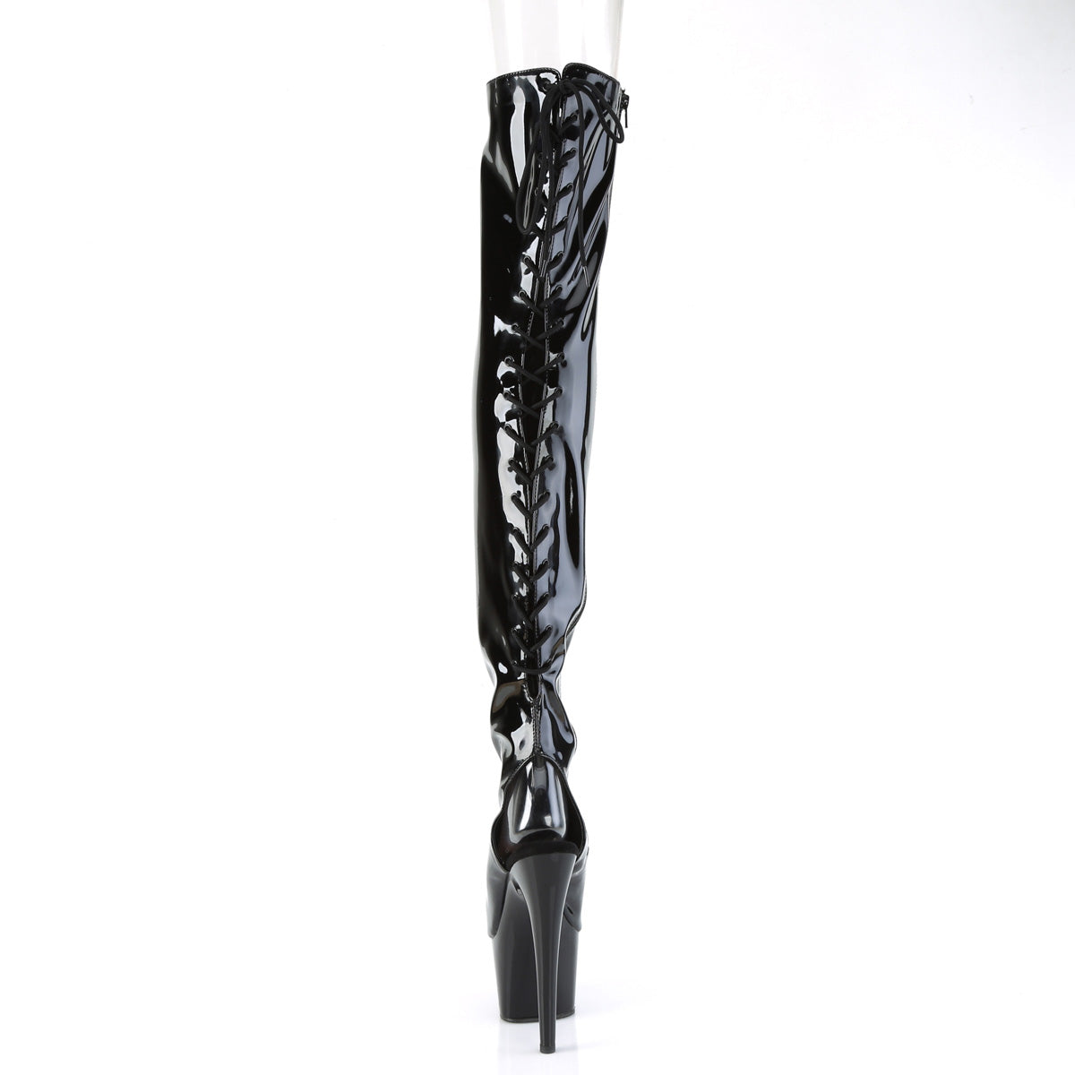 7" Heel, 2 3/4" PF Open Heel/Toe Thigh High Boot, Side Zip (Pleaser ADO3017/B/M)