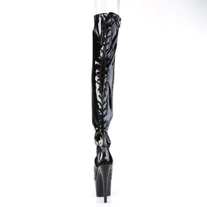 7" Heel, 2 3/4" PF Open Heel/Toe Thigh High Boot, Side Zip (Pleaser ADO3017/B/M)