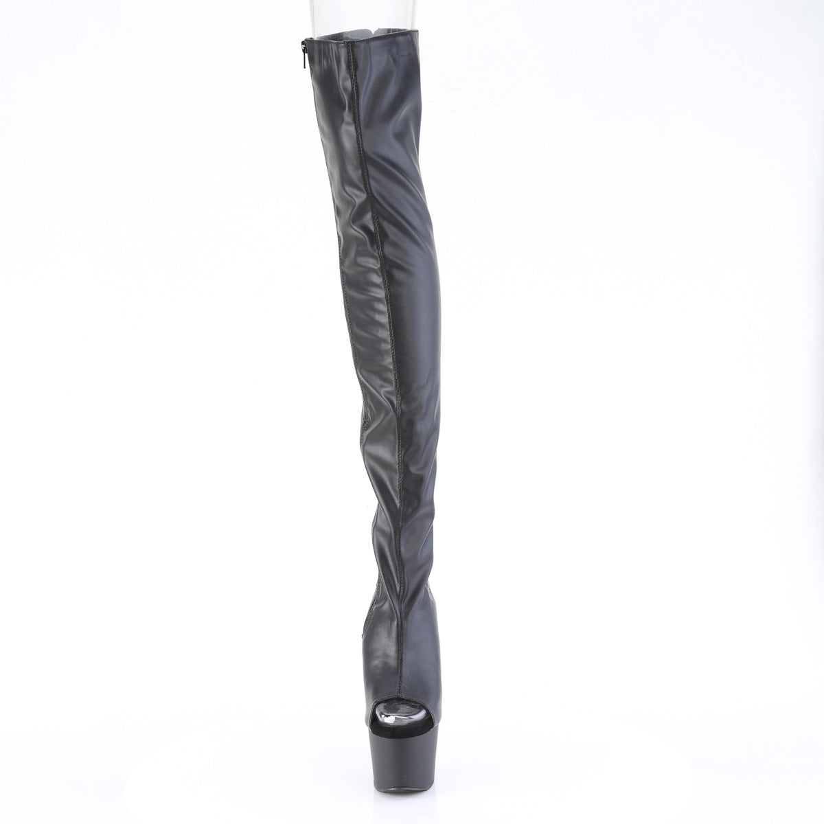 7" Heel, 2 3/4" PF Open Heel/Toe Thigh High Boot, Side Zip (Pleaser ADO3017/B/M)