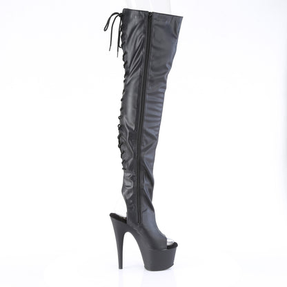 7" Heel, 2 3/4" PF Open Heel/Toe Thigh High Boot, Side Zip (Pleaser ADO3017/B/M)