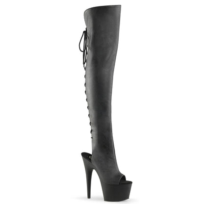 7" Heel, 2 3/4"PF Open Toe/Heel Over-The-Knee Boot, Side Zip (Pleaser ADO3019/BPU/M)
