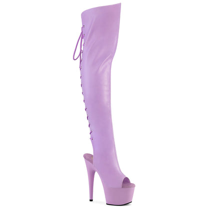 7" Heel, 2 3/4"PF Open Toe/Heel Over-The-Knee Boot, Side Zip (Pleaser ADO3019/BPU/M)