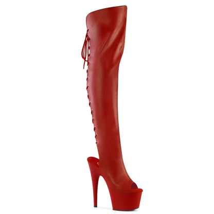 7" Heel, 2 3/4"PF Open Toe/Heel Over-The-Knee Boot, Side Zip (Pleaser ADO3019/BPU/M)