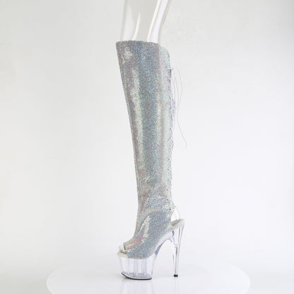7" Heel, 2 3/4" PF Open Toe/Heel OTK Boot w/RS, Side Zip (Pleaser ADO3019C-RS/SRS-FS/C)