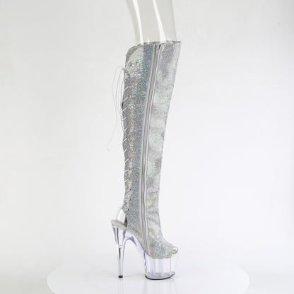 7" Heel, 2 3/4" PF Open Toe/Heel OTK Boot w/RS, Side Zip (Pleaser ADO3019C-RS/SRS-FS/C)