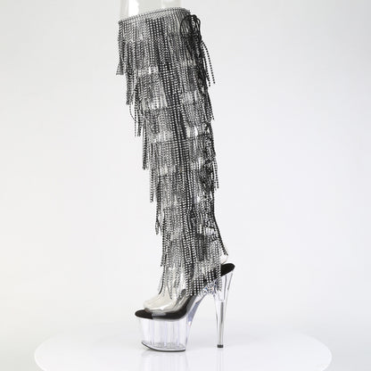 7" Heel, 2 3/4" PF 8-Layer Fringe OTK Boot, Side Zip (Pleaser ADO3019C-RSF/C-B/C)