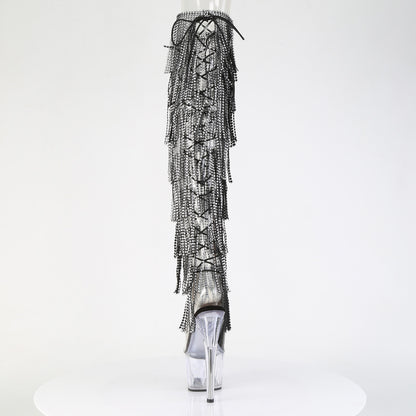 7" Heel, 2 3/4" PF 8-Layer Fringe OTK Boot, Side Zip (Pleaser ADO3019C-RSF/C-B/C)