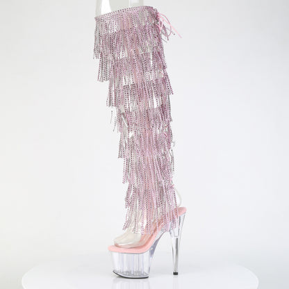 7" Heel, 2 3/4" PF 8-Layer Fringe OTK Boot, Side Zip (Pleaser ADO3019C-RSF/C-B/C)