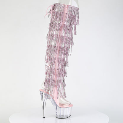 7" Heel, 2 3/4" PF 8-Layer Fringe OTK Boot, Side Zip (Pleaser ADO3019C-RSF/C-B/C)
