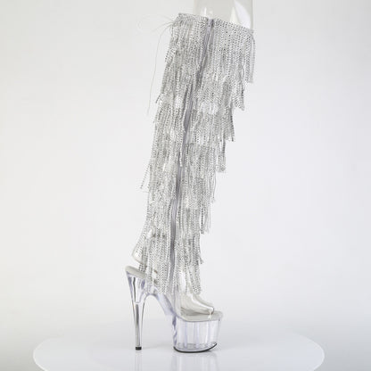 7" Heel, 2 3/4" PF 8-Layer Fringe OTK Boot, Side Zip (Pleaser ADO3019C-RSF/C-B/C)