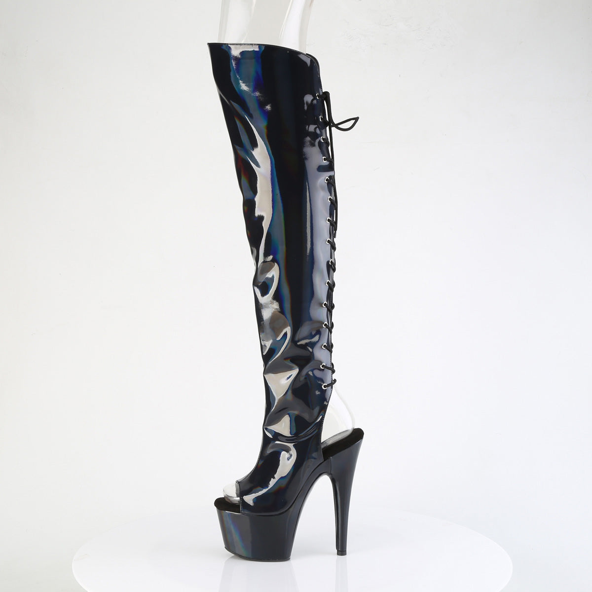 7" Heel, 2 3/4"PF Open Toe/Heel Over-The-Knee Boot, Side Zip (Pleaser ADO3019HWR/BHG/M)
