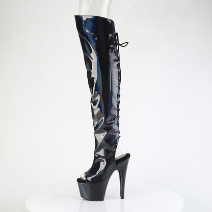 7" Heel, 2 3/4"PF Open Toe/Heel Over-The-Knee Boot, Side Zip (Pleaser ADO3019HWR/BHG/M)