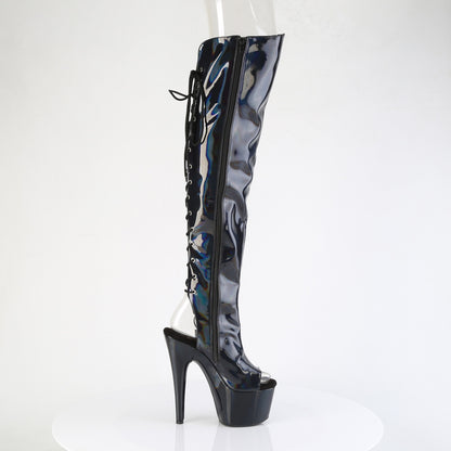 7" Heel, 2 3/4"PF Open Toe/Heel Over-The-Knee Boot, Side Zip (Pleaser ADO3019HWR/BHG/M)