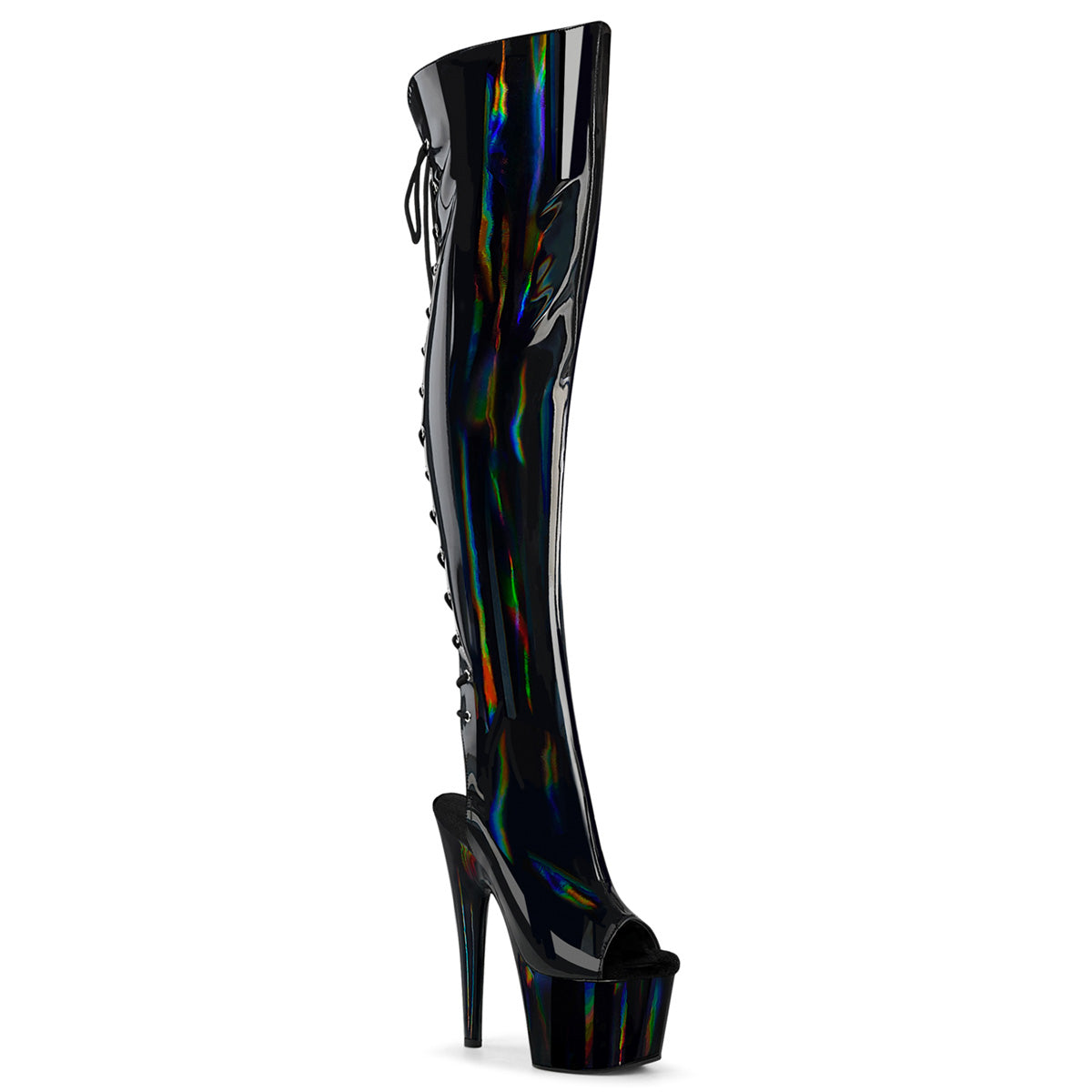 7" Heel, 2 3/4"PF Open Toe/Heel Over-The-Knee Boot, Side Zip (Pleaser ADO3019HWR/BHG/M)