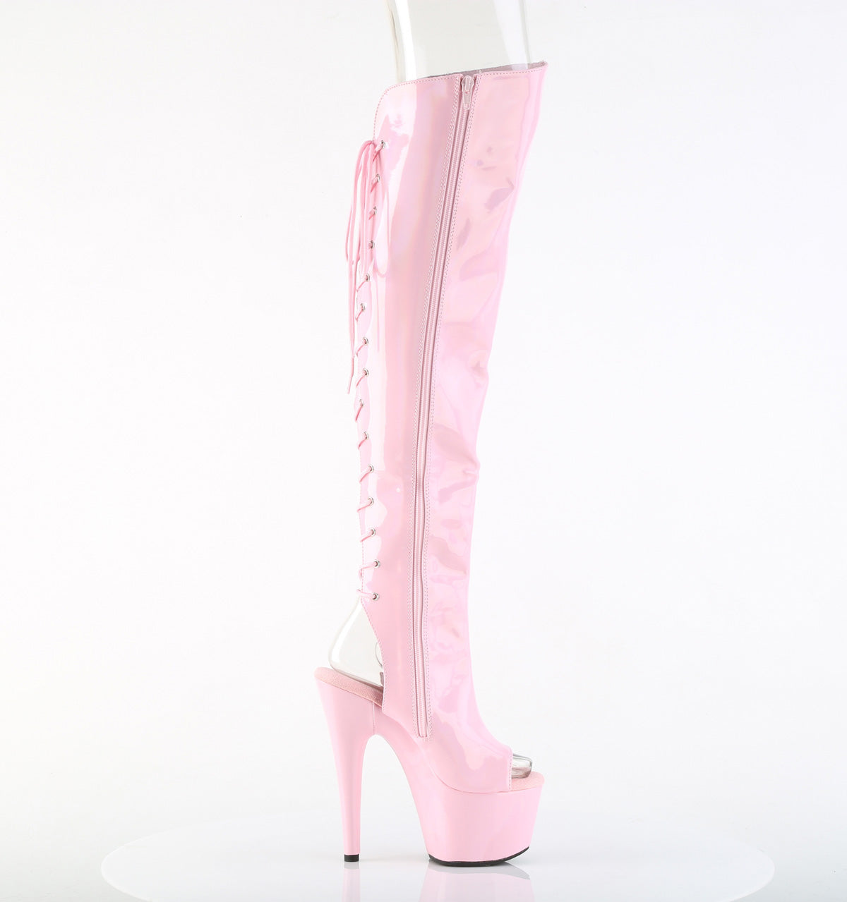 7" Heel, 2 3/4"PF Open Toe/Heel Over-The-Knee Boot, Side Zip (Pleaser ADO3019HWR/BHG/M)